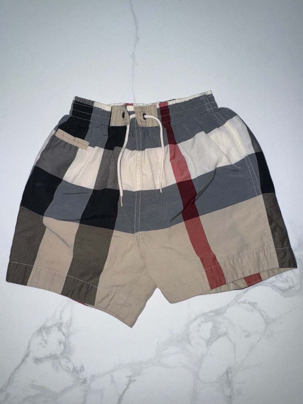Burberry Children Check Swim Trunks Drawstring Shorts 9M Like New Condition